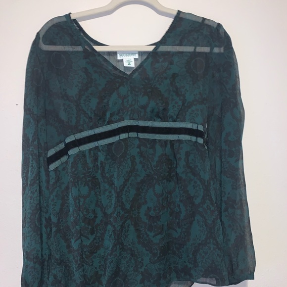 Vintage motherhood emerald green & black blouse - Picture 7 of 8